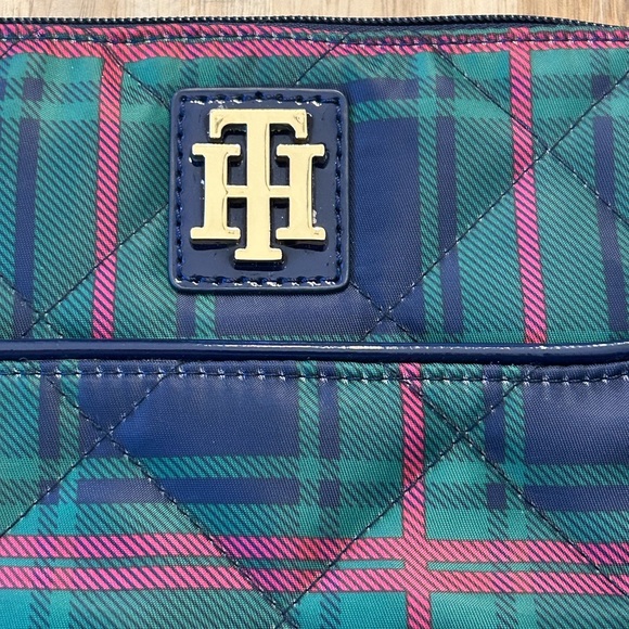 Tartan Plaid Quilted Tommy Hilfiger Crossbody Purse Preppy Green Blue New - Picture 3 of 8
